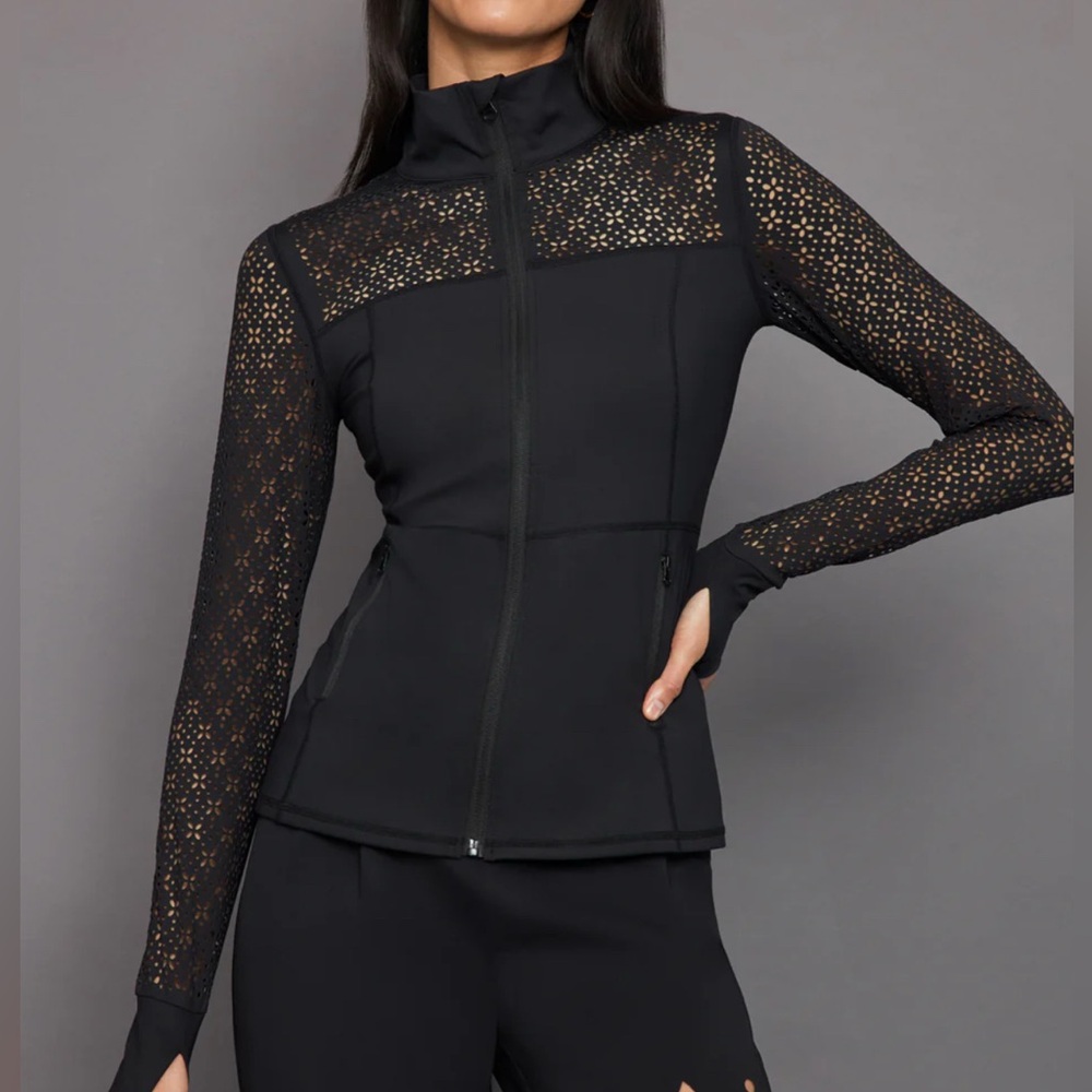 Carbon38 Black Mesh Sleeve Sweater